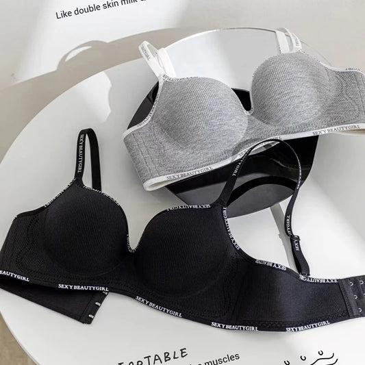 Women Sexy Bras Padded Push Up Bralette Female Adjustable Comfortable Underwear Ladies Letter Straps Brassiere Wireless Soft